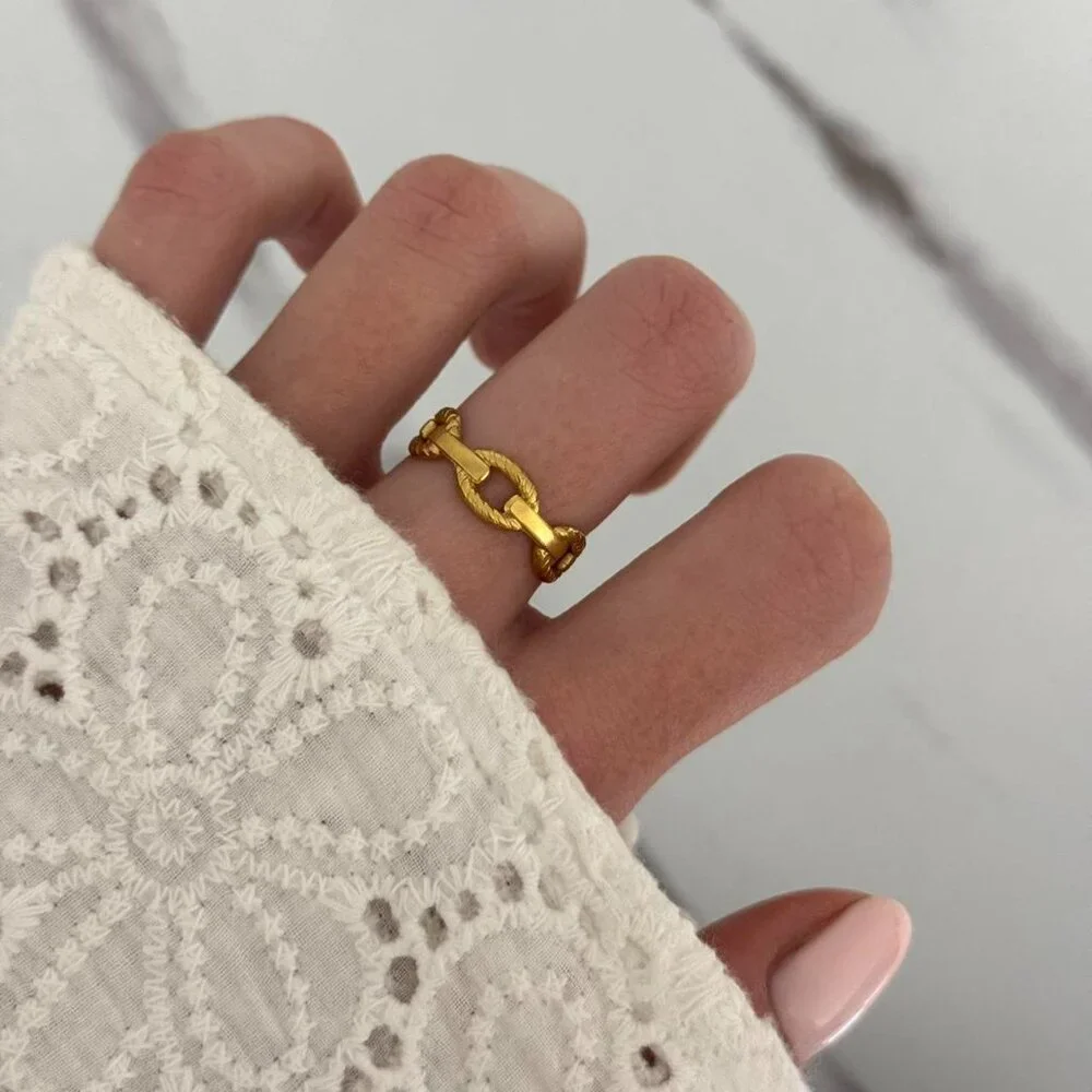 Sku0162‎ Retro Gold Women Minimalist Chain Ring Stainless steel + gift bag